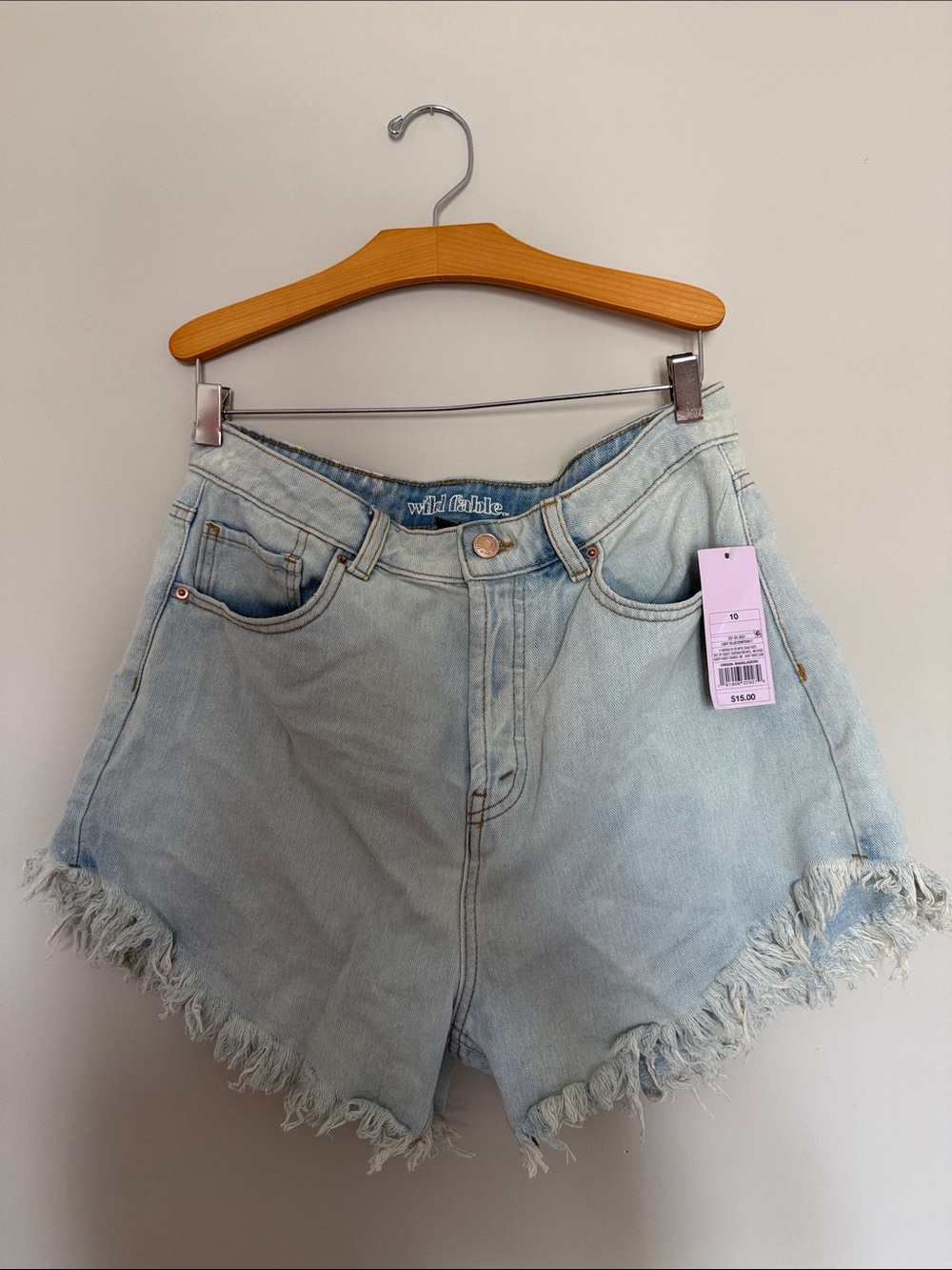 wild fable light wash high-rise frayed denim shorts